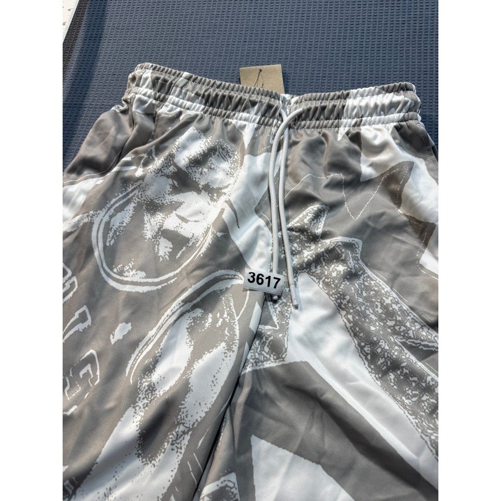 Jordan Brand Graphic Basketball Shorts Mens Sz S Grey White